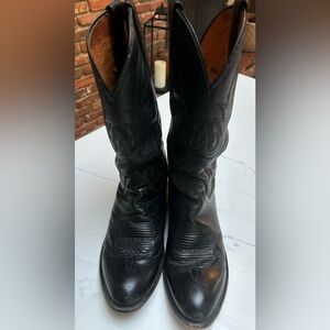 Lucchese Black Calf Leather Western Boots M1020 R4 Handcrafted 9.5
